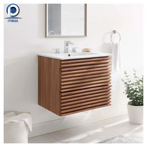 <span class=keywords><strong>Meuble</strong></span>-lavabo mural Prima Modern Villa en <span class=keywords><strong>bois</strong></span> massif avec armoires miroir <span class=keywords><strong>et</strong></span> comptoirs en quartz artificiel - Product Image 6