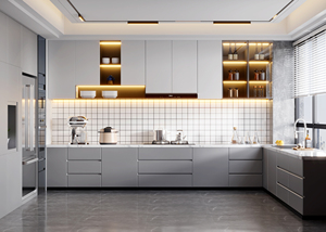 Ensemble de meubles de cuisine blancs modernes personnalisables avec conception gratuite, comprenant évier et îlot, directement de l'usine chinoise - Product Image 3