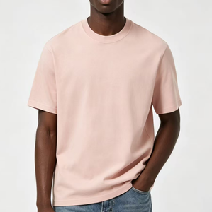 T-shirt da uomo casual con logo OEM, colletto a costine e grafica, 100% cotone 250GSM, pesante, tinta unita, vestibilità ampia, maglietta bianca - Product Image 2