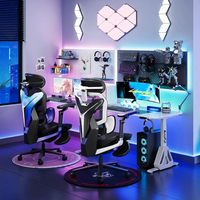 AutoFull G7-Support lombaire dynamique à 3 zones Accoudoirs à 360 ° CloudTech Mesh Fauteuil de jeu ergonomique et inclinable à 140 ° avec repose-pieds