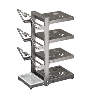 Étagère à casseroles Chaozhou taille L en métal, rangement pour couvercles, multi-niveaux, gain de place, organisateur d'ustensiles de cuisine pour comptoir, évier et cuisinière - Product Image 3