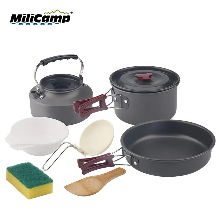 High Quality Aluminium Survival Gear Lightweight Cookware Outdoor Camping Cookware Camping Cooking Set Outdoor Cooking Set