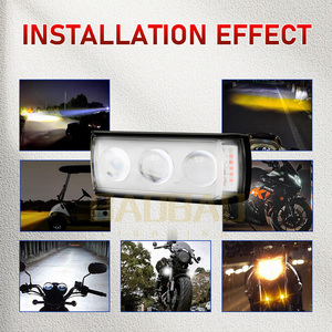 Baobao 1 2 3 4 5 6 ống kính mini lái xe hệ thống chiếu sáng LED máy chiếu đèn sương mù phía trước đèn pha màu trắng vàng kép màu hổ phách đèn flash - Product Image 2