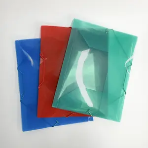 Tas dokumen PP warna kustom folder berkas plastik PP folder flap kantor A4 dengan band elastis