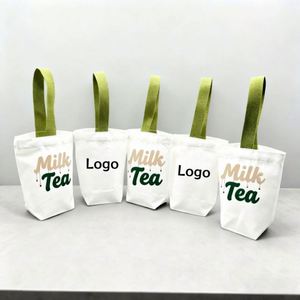Sac fourre-tout en toile de coton réutilisable, personnalisable avec logo, idéal pour bouteilles d'eau, thé au lait et boissons – Offre Spéciale - Product Image 2
