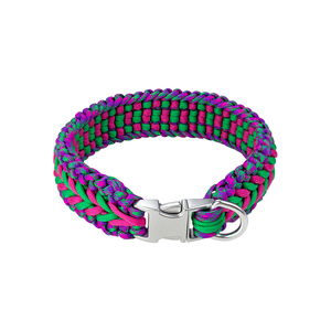 Geometric Braided Nylon Dog <b>Collar</b> With Metal Buckle Durable Fashion Style For Dogs - Product Image 1