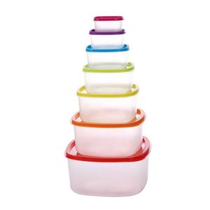 Boîte de rangement moderne en plastique carrée et rectangulaire pour produits secs, ensemble de 7 pièces, qualité alimentaire pour cuisine, fourniture fabricant, emballage carton - Product Image 4