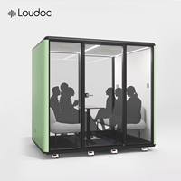 Dr. Cabine de réunion insonorisée pour 4 à 6 personnes, en verre, acoustique, avec éclairage LED, grande cabine silencieuse, moderne, pour hôtel, villa, école