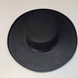 Sombrero de Copa Negro de Fieltro, Unisex, Color Sólido, Transpirable, Protección Solar, para Festivales y Eventos Formales - Product Image 1