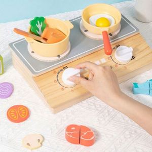 Ensemble de cuisine en bois pour enfants, casseroles, poêles, assiettes, jouet éducatif pour la cuisine, design créatif et mignon pour les tout-petits, garçons et filles de 3 ans et plus - Product Image 4