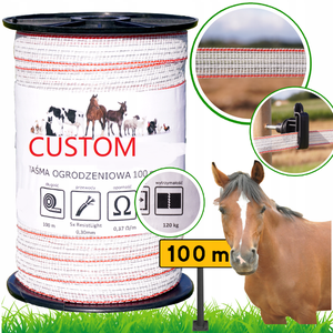 Cinta Eléctrica Roja de 100m*20mm para Cercas de Ganado y Caballos - Product Image 1