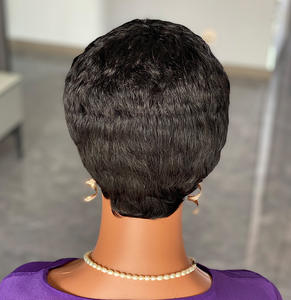 <span class=keywords><strong>Parrucche</strong></span> di <span class=keywords><strong>Capelli</strong></span> Umani Lisci da 4 Pollici Colore Nero Naturale Brasiliano Economiche Parrucca Corta Pixie Cut Sintetica per Donne di Colore - Product Image 4