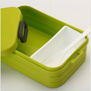 <b>Lunch</b> <b>Box</b> Set With Water Bottle Red Green Rectangle Airtight Student Use - Product Image 2