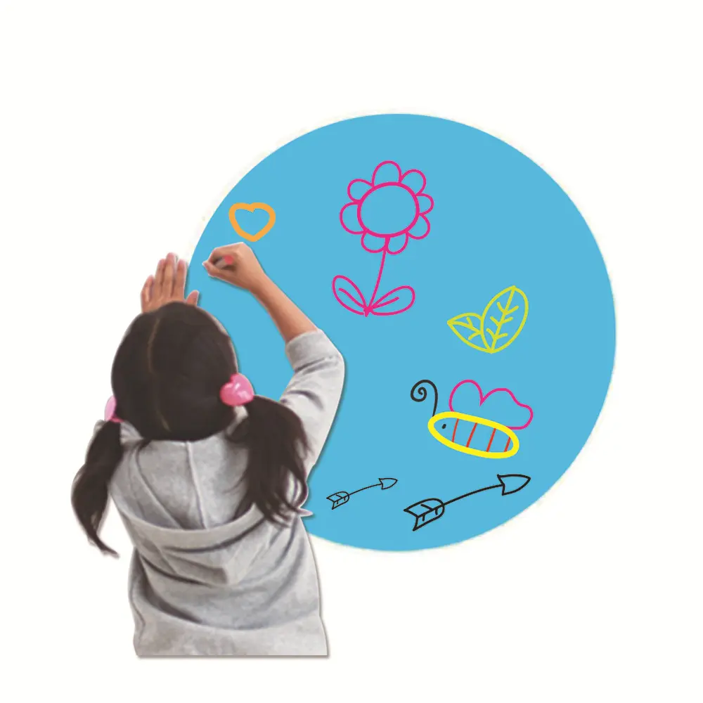 रीटचेबल रंग pvc गोल स्व-चिपकने वाला संदेश बोर्ड बच्चों की पेंटिंग ब्लैकबोर्ड स्टिकर