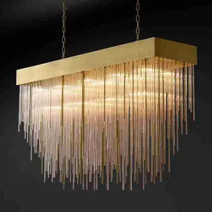 High Ceiling Blown Glass Chandeliers Pendant Lights Indoor Cascada Square Crystal Chandelier