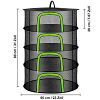 Séchoir à herbes pliable en nylon à 8 couches, en forme de U, avec pochette de rangement à fermeture éclair et crochet, panier suspendu pour sécher les plantes