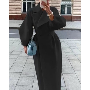 New Retro Court Style <b>Lantern</b> Sleeve Women's <b>Large</b> Lapel Long Coat Fashion - Product Image 3