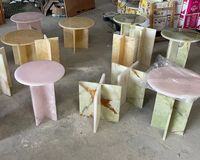 Natürlicher Luxus stein Pink Jade Marmor Onyx Esstisch Couch tisch Onyx Side Table