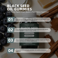 Gummies d'huile de nigelle à marque privée, formule pressée à froid, 60 unités, supplément alimentaire à croquer pour l'apport en nutriments chez l'adulte