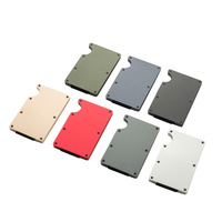 Porte-cartes de banque en alliage d'aluminium mince, étui portefeuille multifonctionnel avec clip, épaisseur 8 mm, motif géométrique, sans fermeture