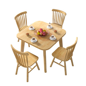 Nordic Solid Wood Square <b>Dining</b> <b>Table</b> Set 4 Piece Natural Color Space Saving <b>For</b> Home <b>Dining</b> Room - Product Image 4