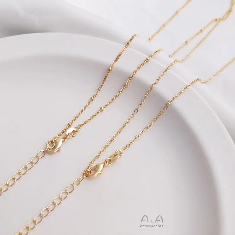 Fabriek Groothandel 14K Gouden Ketting Trui Keten Spacer Ketting Eenvoudige Ketting Met Waterdruppels Uitbreiding Kettingen