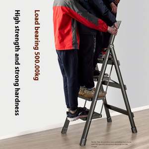 Échelle télescopique en métal pliante antidérapante rouge de 3 à 8 marches avec poignée pour la maison, l'entrepôt, le supermarché, la <span class=keywords><strong>salle</strong></span> de sport et l'extérieur. - Product Image 1