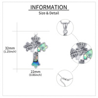 Bijoux religieux Collier pendentif croix en coquille d'ormeau gravé en oxyde d'argent sterling 925