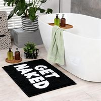 Alfombra de Baño Divertida y Bonita de Poliéster con Diseño FIGOO-OEM, Alfombra de Baño Afelpada con Diseño de 'Get Naked'