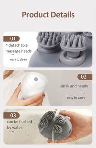 <b>Electric</b> Body Care Wireless Kneading Vibrating ABS+Silicone <b>Head</b> Scalp Hair Brush Hand Held <b>Massager</b> Timing Control 1150mAh - Product Image 2