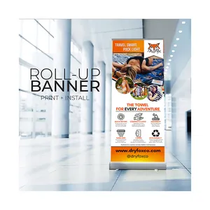Exibição de banner retrátil de alumínio e plástico portátil para promoção, impresso personalizado, em aço e plástico