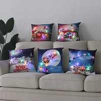 Offre Spéciale LED noël Cartoon coussin père noël Elk taie d'oreiller housse de coussin souple