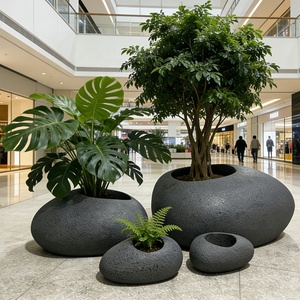 Jardinière <span class=keywords><strong>de</strong></span> style vintage européen en forme <span class=keywords><strong>de</strong></span> pierre, <span class=keywords><strong>pot</strong></span> à fleurs elliptique classique pour extérieur/intérieur, grand <span class=keywords><strong>pot</strong></span> en fibre <span class=keywords><strong>de</strong></span> verre pour jardin et centre commercial - Product Image 1
