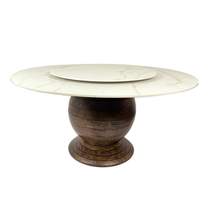 Muebles de comedor Mesas de comedor redondas de mármol de gran tamaño giratorio de gama alta con <span class=keywords><strong>Lazy</strong></span> <span class=keywords><strong>Susan</strong></span> - Product Image 1