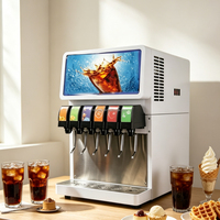 Distributeur Commercial Portable de Boissons Gazeuses en Acier Inoxydable à 6 Vannes, 800W, 160 Tasses/Heure, 1-3 Refroidissements
