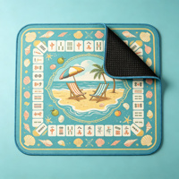 Tapis de jeu en feutre antidérapant pliable pour 4 joueurs, motif bouteille de whisky, baril marron, cigare, tabac, mahjong