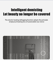 Miroir mural sans cadre rétroéclairé par LED avec commande tactile et affichage de l'heure pour chambre à coucher, salon, hôtel - Vente en gros