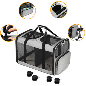 बिल्लियों और छोटे कुत्तों के लिए पहियों के लिए सांस लेने योग्य पालतू जानवर के साथ पालतू जानवर यात्रा वाहक बैग - Product Image 2