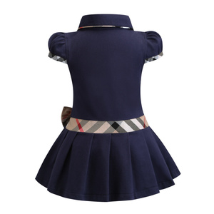 ชุดเดรสเด็กสไตล์ Preppy สำหรับฤดูใบไม้ผลิและฤดูร้อน คอปกปีเตอร์แพน ผ้าฝ้า<span class=keywords><strong>ย</strong></span> 100% ชุดเดรสโปโลแขนสั้นสำหรับเด็กผู้หญิง - Product Image 2