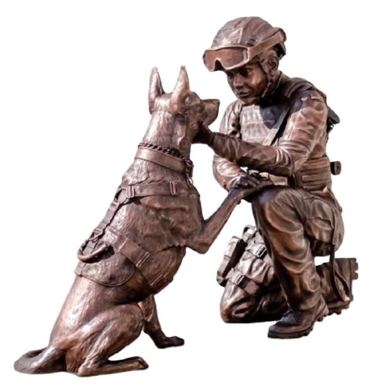 Bronze Man with Dog Statues Durable Outdoor Decor Solutions
