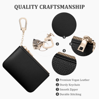 Porte-monnaie court portable en similicuir personnalisé avec fermeture éclair, porte-cartes de crédit et porte-clés