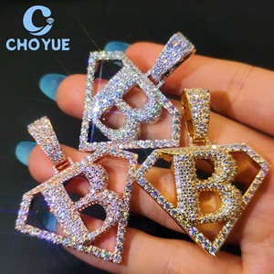 New Arrival 925 Sterling <b>Silver</b> Superman logo Moissanite Men Pendant Gold Plated Hip Hop <b>Charm</b> for Men Pass Diamond Tester GRA - Product Image 1