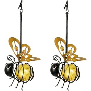 Lámpara Solar Colgante con Forma de Abeja, Cuerpo de Vidrio Amarillo, LED Brillante, IP65 Impermeable, Decoración de Jardín de Plástico para Exteriores - Product Image 1