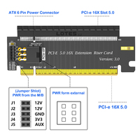 Carte d'extension HLT PCIe 5.0 16X Mâle/Femelle 64 Go/s Haute Vitesse GPU ATX Alimentation 6 Broches Double Alimentation Protection OVP OTP