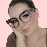Montures de lunettes anti-lumière bleue œil de chat à grande monture pour femmes, montures complètes tendance et élégantes pour la lecture