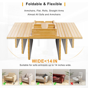 Support de tasse multifonctionnel détachable pour canapé <span class=keywords><strong>LG</strong></span> Factory Direct, plateau d'accoudoir pour canapé, table basse pour collations, support de tasse en bambou pour canapé - Product Image 4