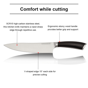 KITCHENCARE 2025 mango de madera de ébano cuchillos de cocina <span class=keywords><strong>profesional</strong></span> 5cr15 Mov Chef <span class=keywords><strong>cuchillo</strong></span> - Product Image 2