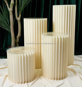 Support à gâteau blanc en papier pliable pour mariage, ornements colonnes romaines, avec couvercles en acrylique pour table <span class=keywords><strong>de</strong></span> desserts - Product Image 1