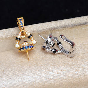 จี้เงินแท้ S925 ฐานกลวง 5823 อุปกรณ์หัวเข็มขัดอเนกประสงค์ DIY สำหรับต่างหูมุก 10-13 มม. อุปกรณ์หัวเข็มขัด DIY สำหรับมุก - Product Image 2