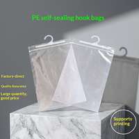 Sacs d'emballage transparents personnalisés avec fermeture éclair refermable et crochet de suspension pour chaussettes et chaussures, sacs de présentation en plastique pour magasins de vêtements au détail